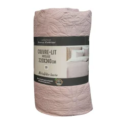 Douceur D'Intérieur Couvre-lit 2 personnes matelassé 220x240 microfibre uni Florette rose* Boutis, Couvre-Lit, Édredon
