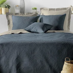 Douceur D'Intérieur Couvre-lit 2 personnes matelassé 220x240 microfibre unie Romane bleu* Boutis, Couvre-Lit, Édredon