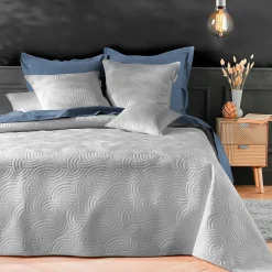 Douceur D'Intérieur Couvre-lit 2 personnes matelassé 220x240 + 2 taies SOLANGE gris* Boutis, Couvre-Lit, Édredon
