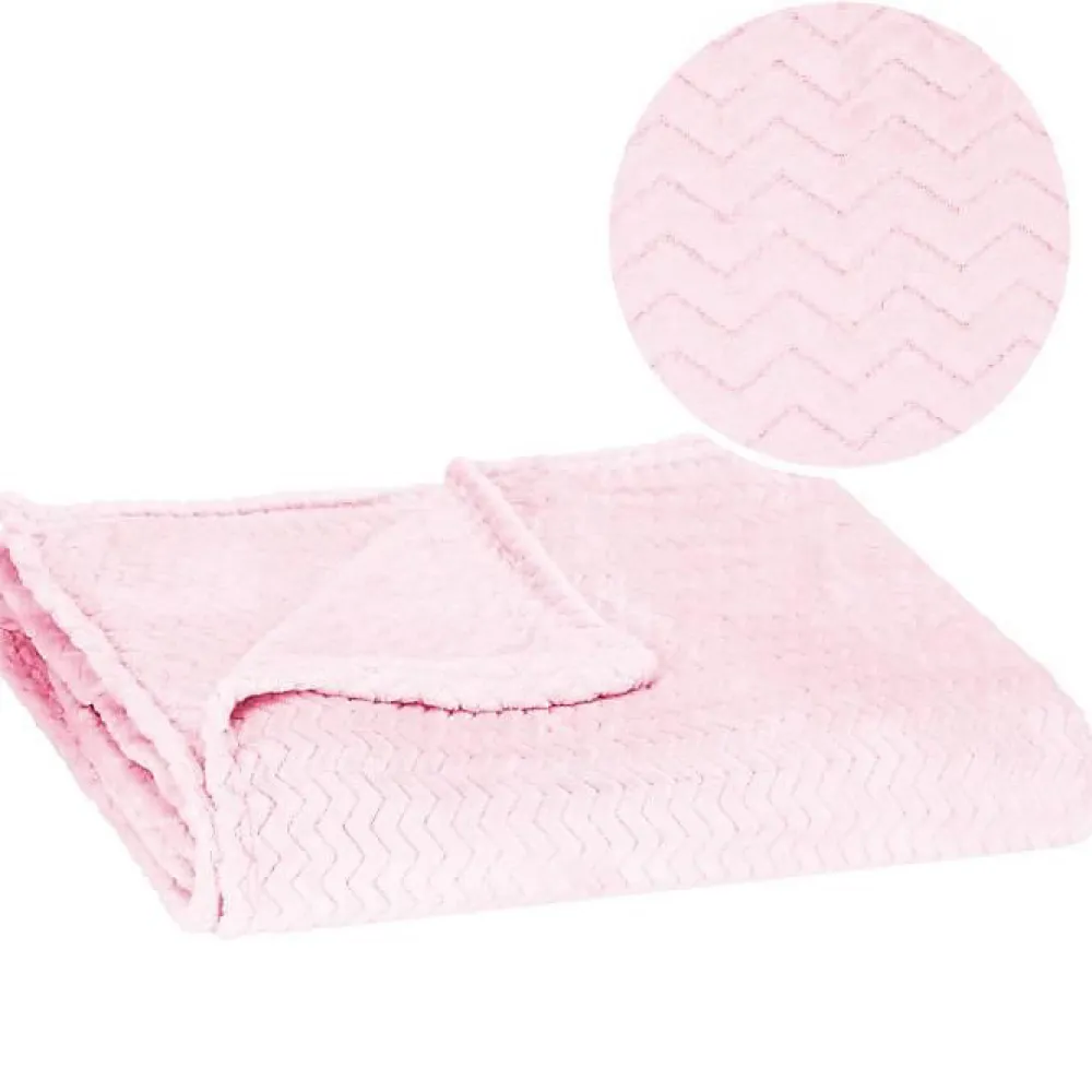 Springos Couvre-lit - - zigzag - 200x220 cm - rose clair - extra soft* Boutis, Couvre-Lit, Édredon