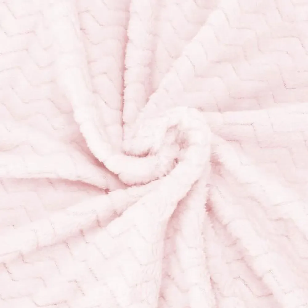 Couvre-lit - - Zigzag - 160x200 cm - Rose clair - Extra soft>Springos Online