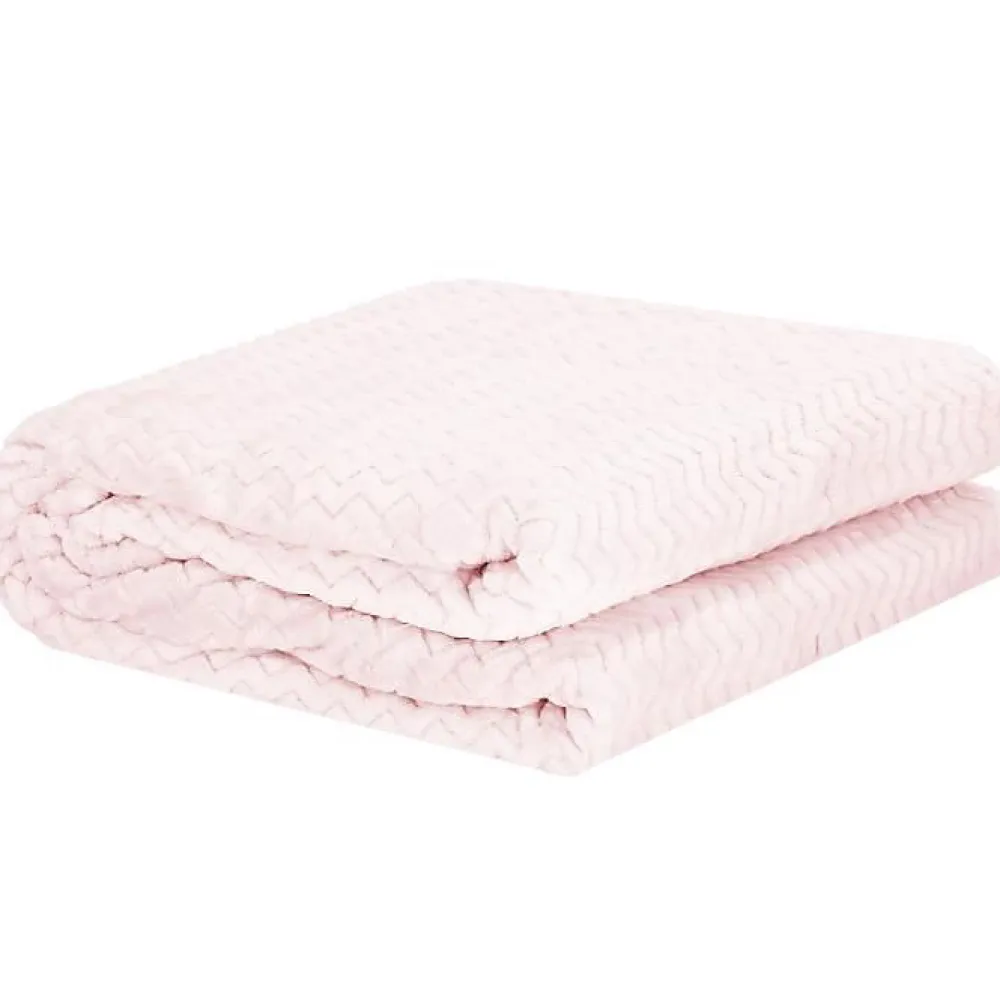 Couvre-lit - - Zigzag - 160x200 cm - Rose clair - Extra soft>Springos Online