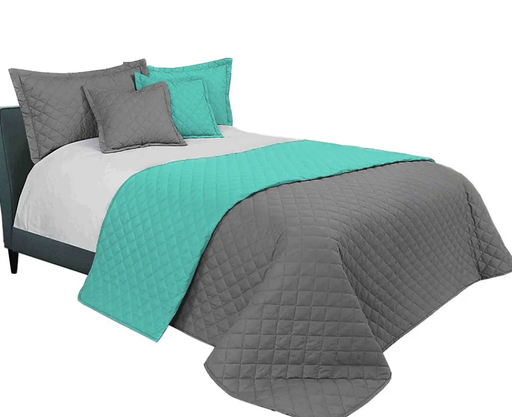 COUVRE-LIT INEZ 220X240 GREY MINT>Tutumi Best