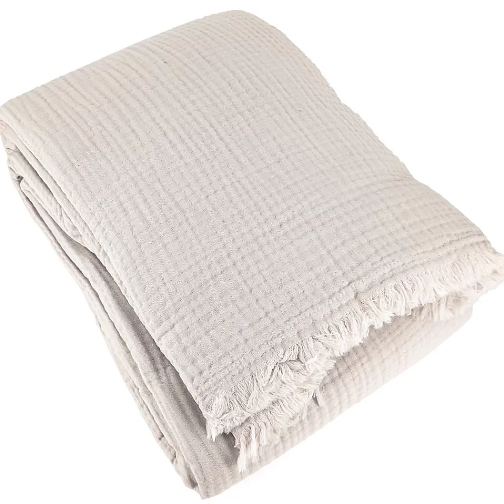 Linnea Couvre-lit 150x200 cm coton collection PAROS beige ficelle* Boutis, Couvre-Lit, Édredon