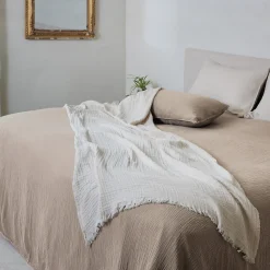 Couvre-lit 150x200 cm coton collection PAROS beige chanvre>Linnea New