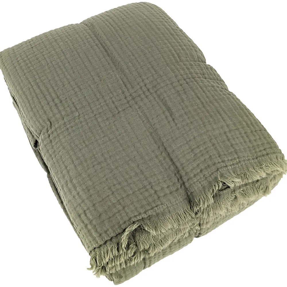 Couvre-lit 150x200 cm coton collection PAROS vert mousse>Linnea Online