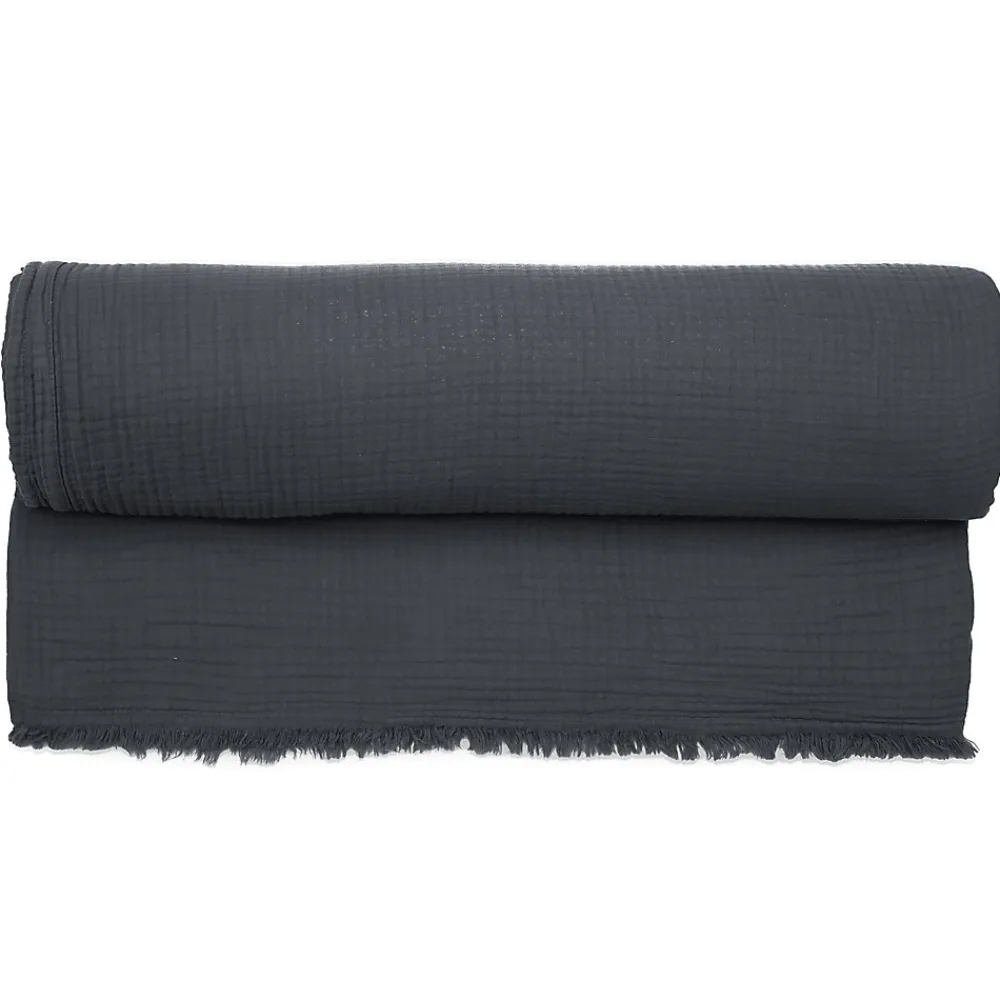 Couvre-lit 150x200 cm coton collection PAROS noir caviar>Linnea Best
