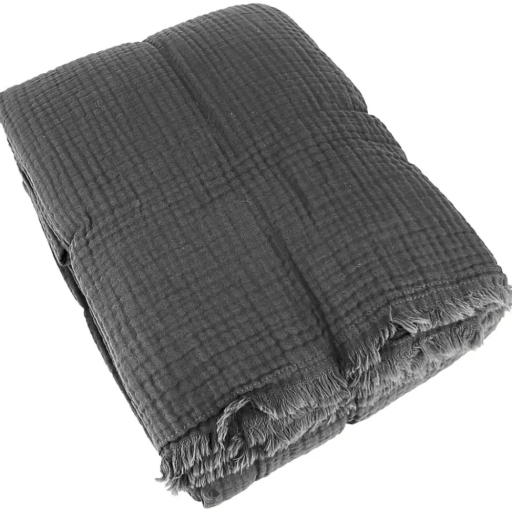 Couvre-lit 260x240 cm coton collection PAROS noir caviar>Linnea Online