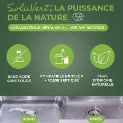Déboucheur 3 en 1 aux enzymes SoluVert 1L><noscript><img width=