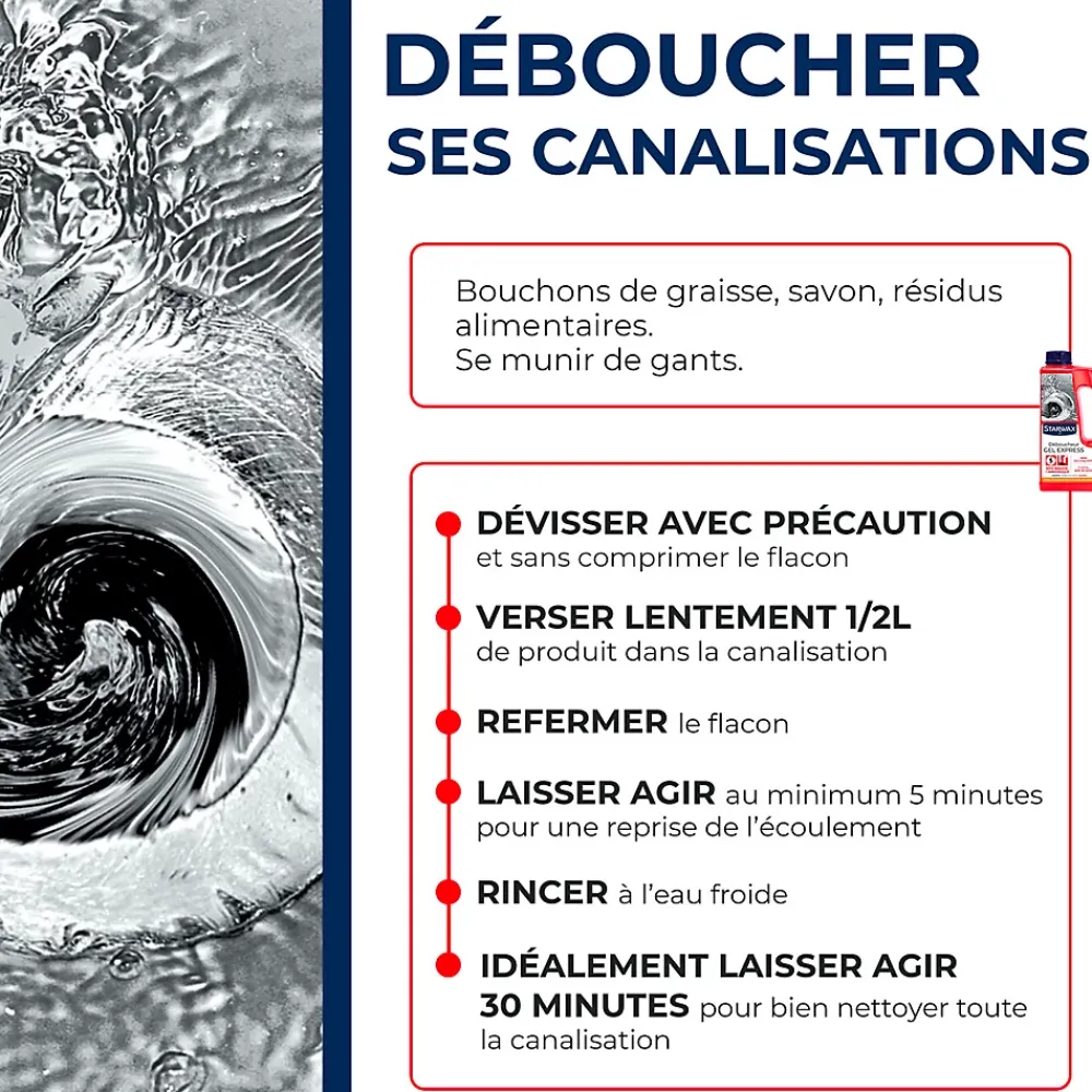Starwax Déboucheur express canalisations 1L* Déboucheur