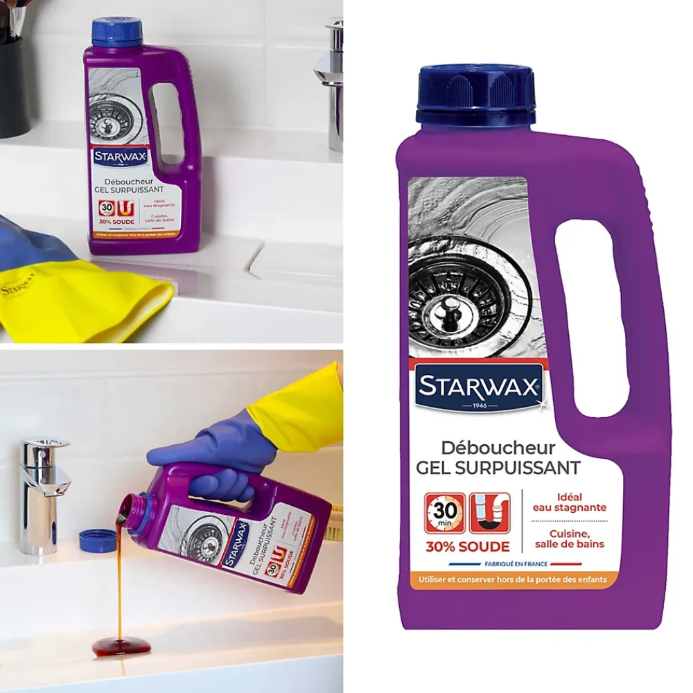 Starwax Déboucheur gel à la soude canalisations cuisine et salle de bains 1L* Déboucheur