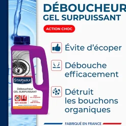 Starwax Déboucheur gel à la soude canalisations cuisine et salle de bains 1L* Déboucheur