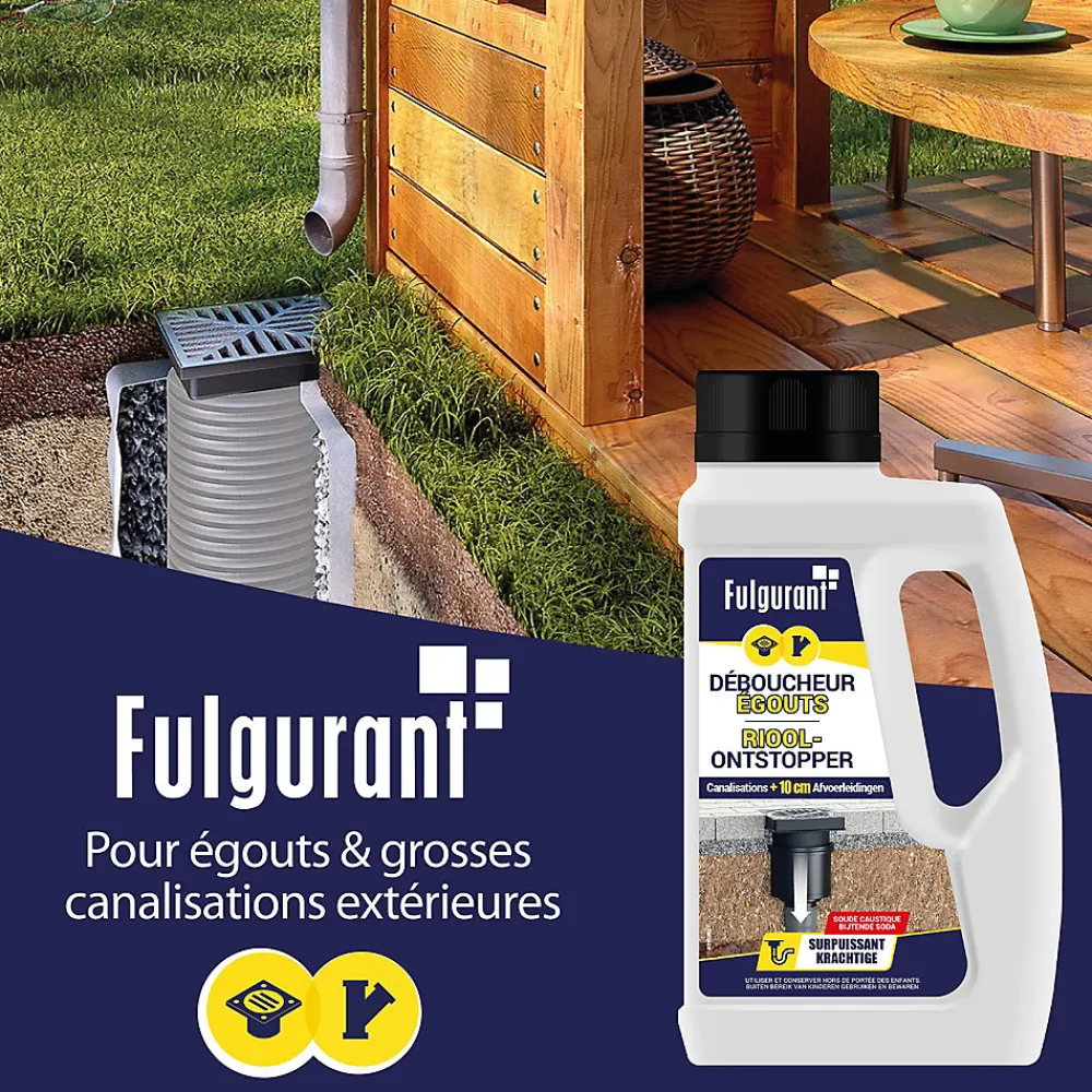 FULGURANT SANITAIRE Déboucheur égouts surpuissant Fulgurant 500g* Déboucheur