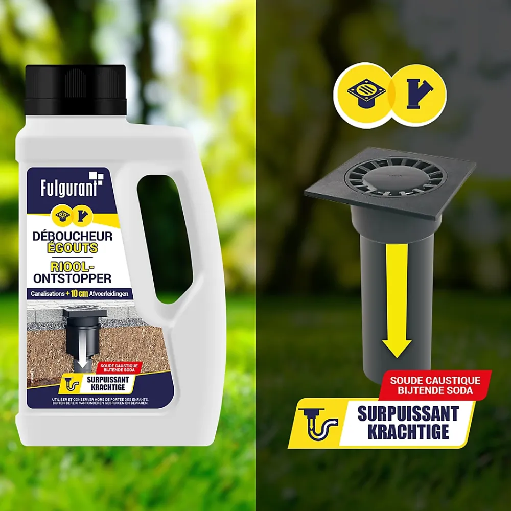 FULGURANT SANITAIRE Déboucheur égouts surpuissant Fulgurant 500g* Déboucheur