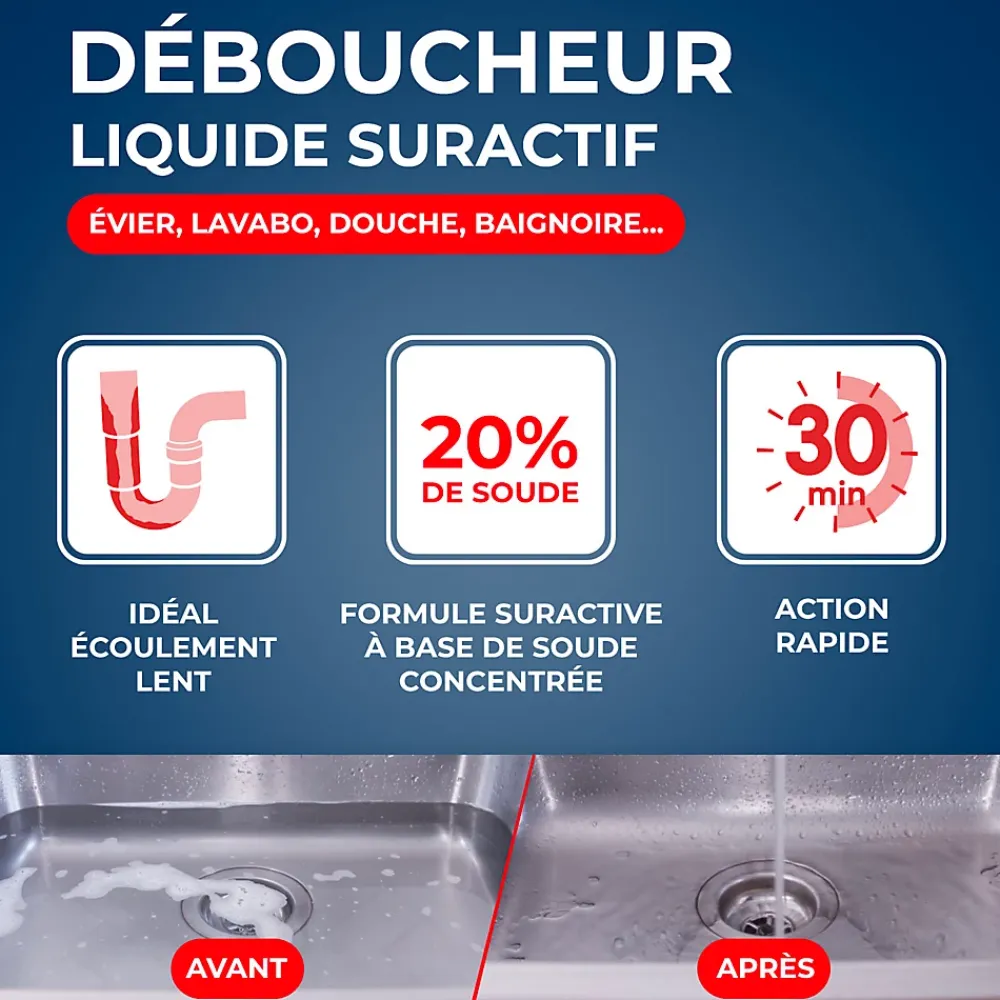 Starwax Déboucheur liquide de soude suractif 1L* Déboucheur