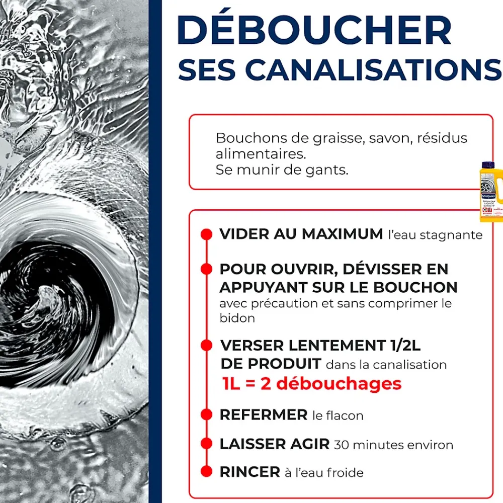 Starwax Déboucheur liquide de soude suractif 1L* Déboucheur