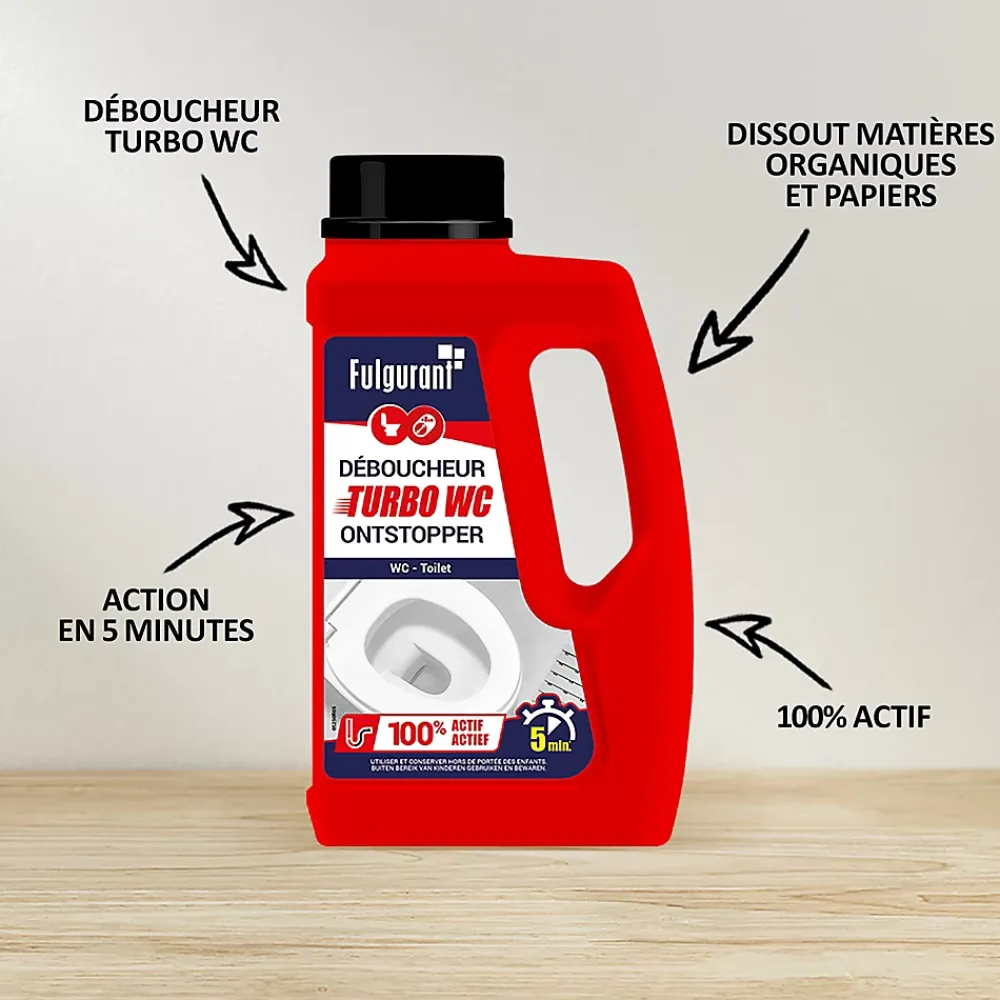Déboucheur liquide Turbo WC Fulgurant 500g* Déboucheur