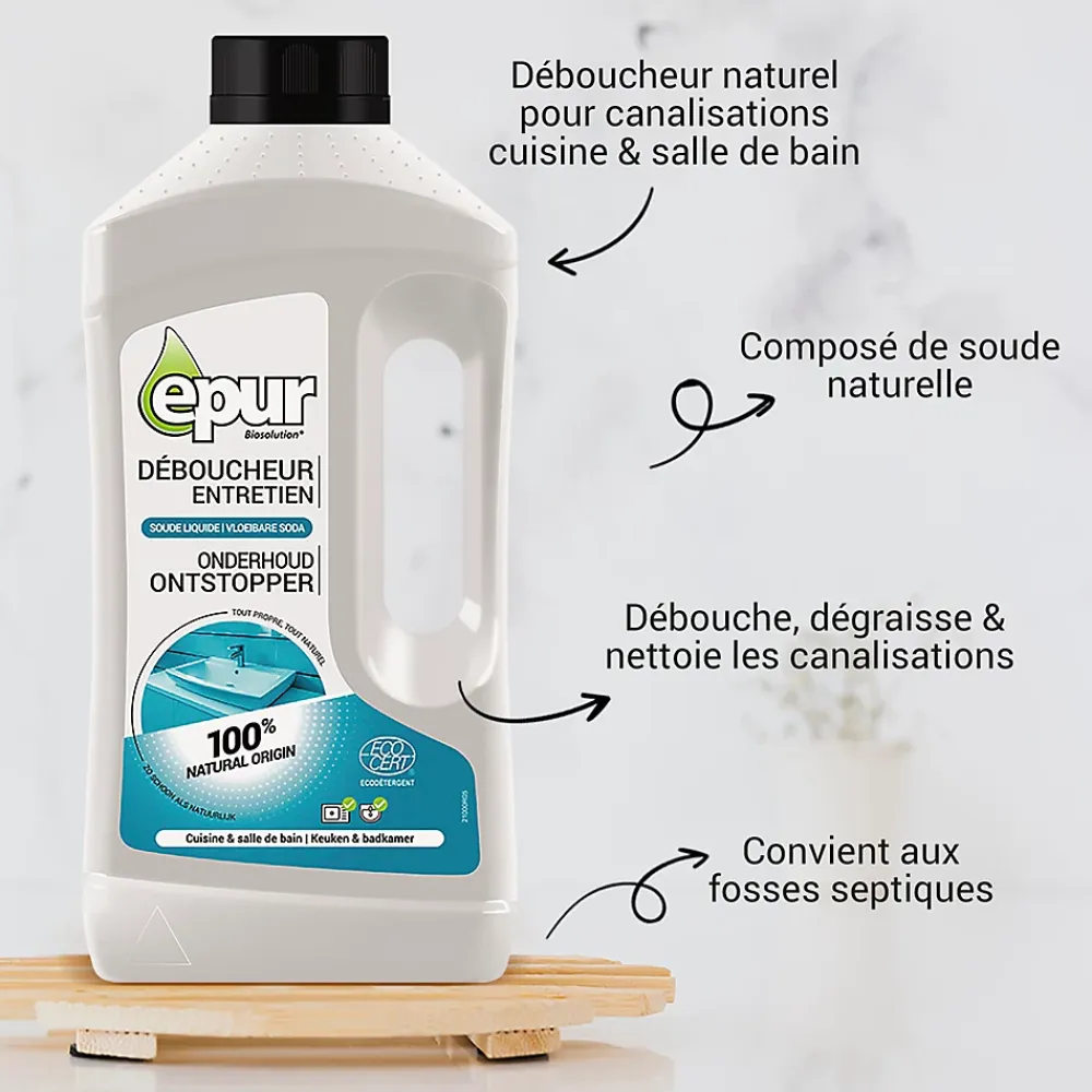 Epur Déboucheur soude pour canalisations 1L* Déboucheur