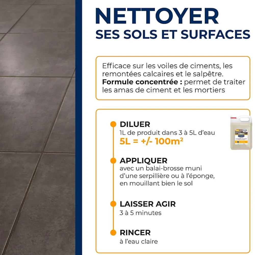 Starwax Décapant laitance de ciment carrelages 5L* Produits De Gros Lessivage