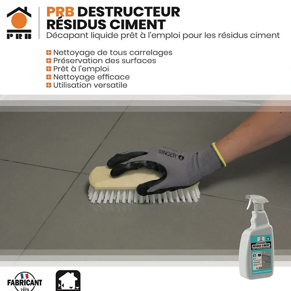 Décapant Résidus de Ciment 1L - Nettoyant Puissant Ciment et Laitance - Usage Intérieur/Extérieur sur Sols, Murs et Façades>Prb Outlet