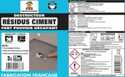 Prb Décapant Résidus de Ciment 3L - Nettoyant Puissant Ciment et Laitance - Usage Intérieur/Extérieur Sols, Murs et Façades* Nettoyant Et Entretien Pour Sol