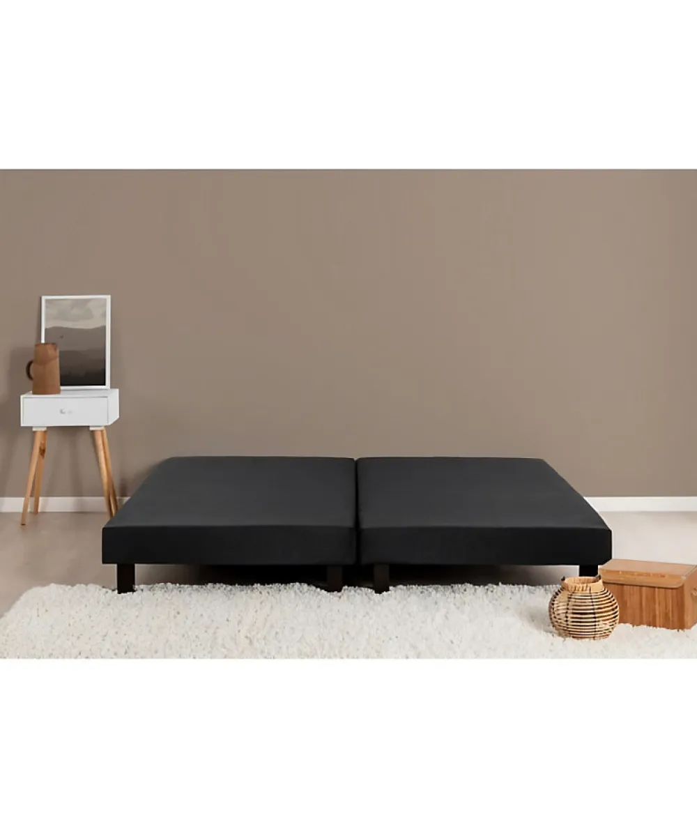Rakenne Lot de 2 Sommiers tapissiers a lattes 180 x 200 cm - Bois massif noir + Pieds>Deko Dream Hot