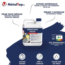 Metaltop Derochant Galva Aluminium Chrome Béton - 5 L - Métaltop* Produit Multi-Usages