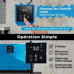 Giantex Deshumidificateur d Air Industriel 73,5L/Jour, 20%-90% Humidité, 2 Méthodes Drainage, Bleu* Déshumidificateur D'Air