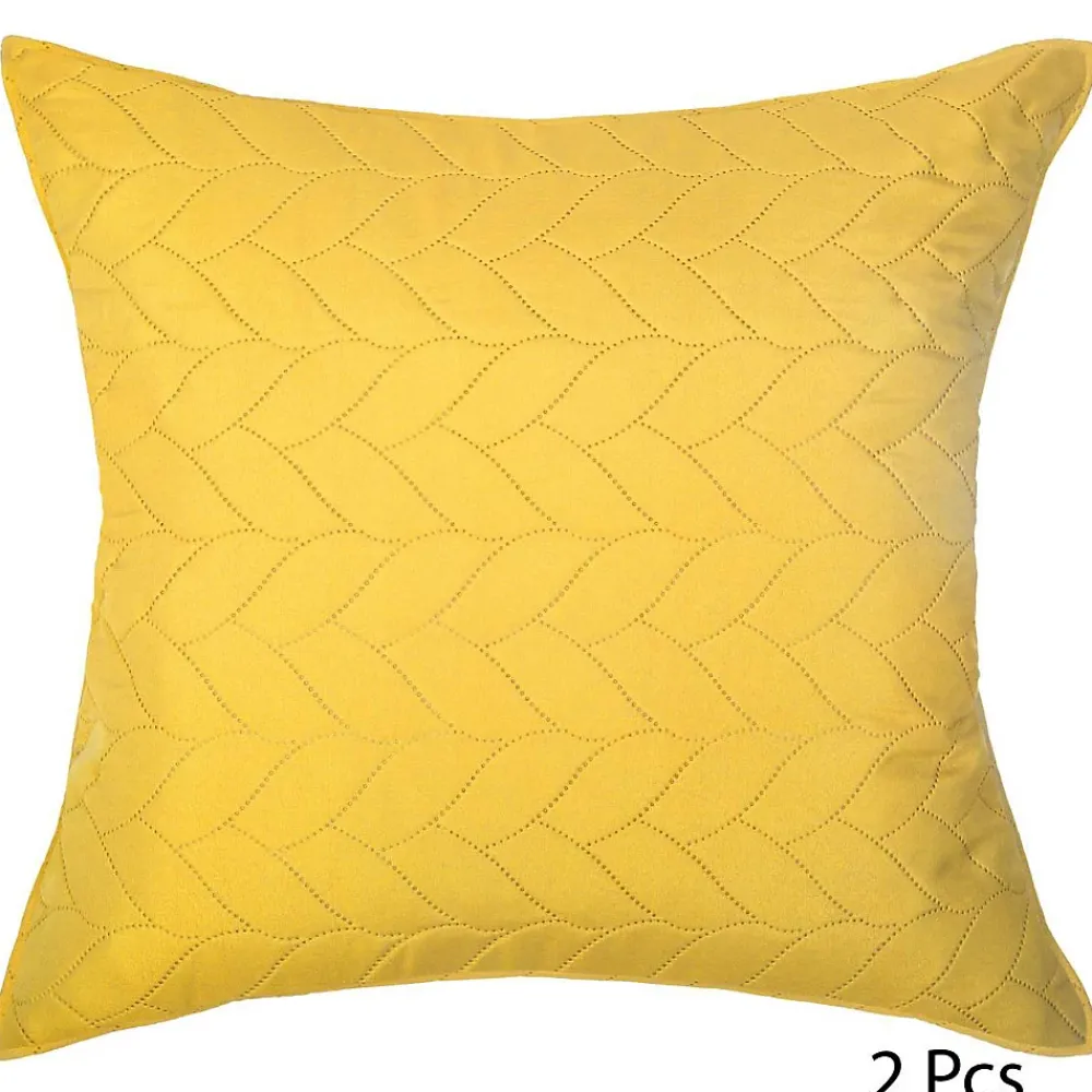 Atmosphera Créateur D'Intérieur Dessus de lit + 2 taies "Tressé" jaune moutarde - 260x240 cm - Atmosphera* Boutis, Couvre-Lit, Édredon