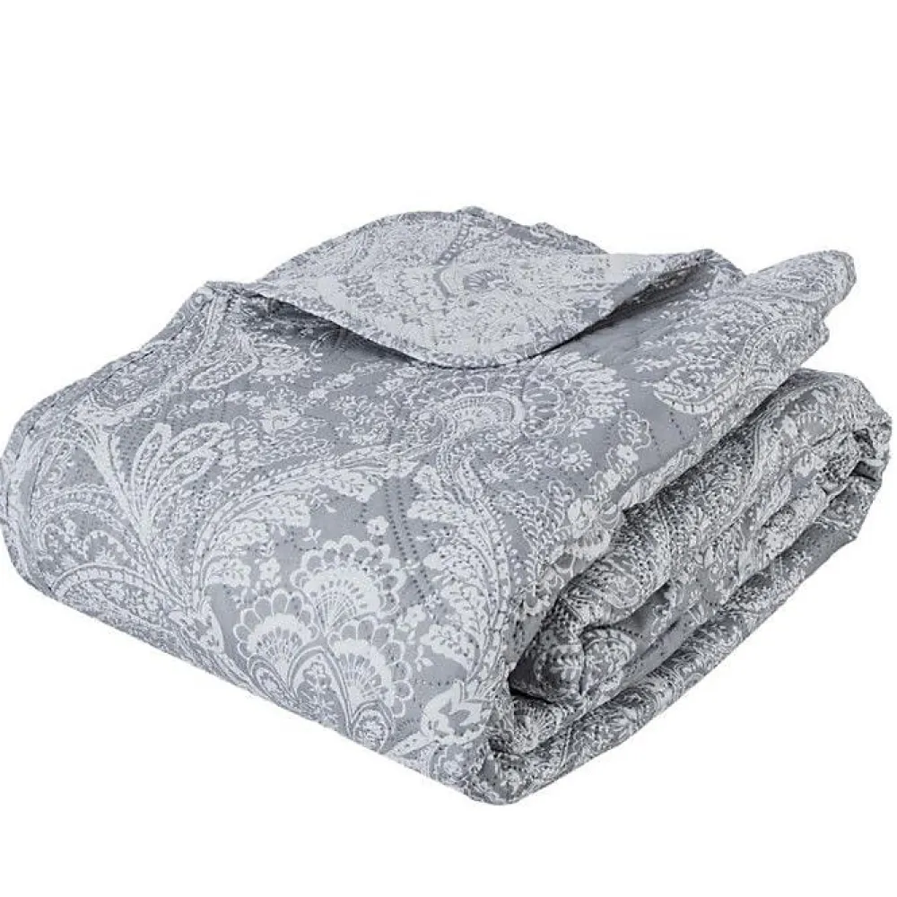 Dessus de lit 260 x 240 cm + 2 Taies 60 x 60 cm "Marie" - Gris>Atmosphera Discount