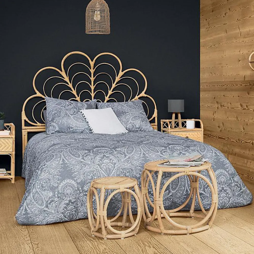 Dessus de lit 260 x 240 cm + 2 Taies 60 x 60 cm "Marie" - Gris>Atmosphera Discount