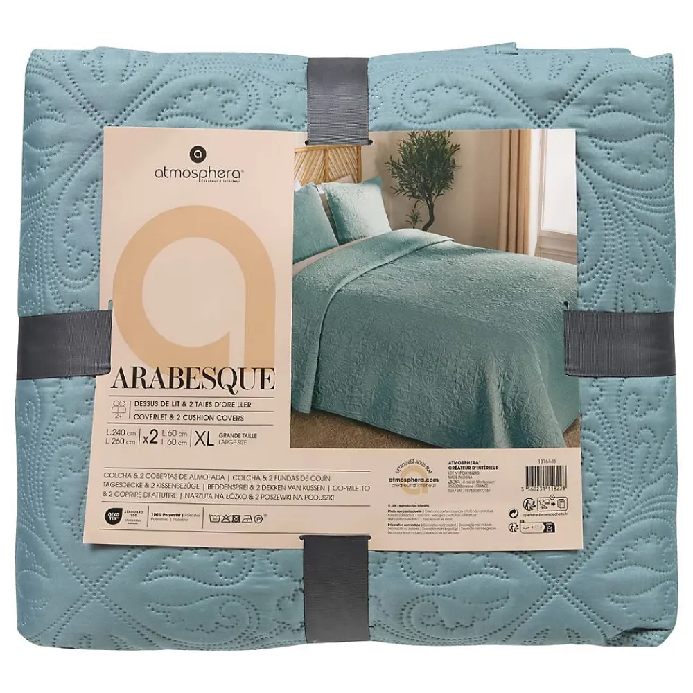Atmosphera Créateur D'Intérieur Dessus de lit Arabesque bleu minéral 260x240cm - Atmosphera* Boutis, Couvre-Lit, Édredon