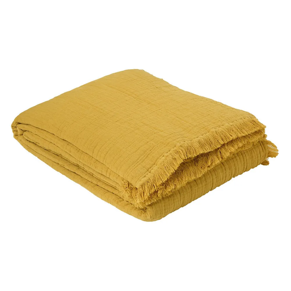Dessus de lit gaze de coton (230x250 cm - Jaune Ocre)> New