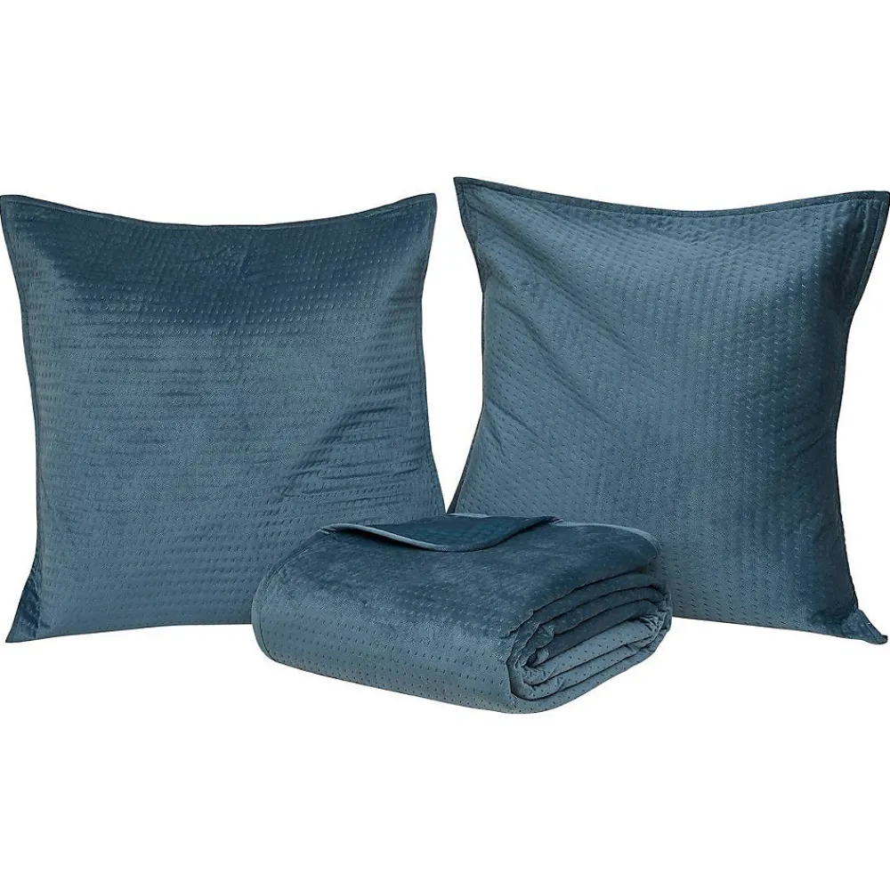 Atmosphera Créateur D'Intérieur Dessus de lit Lilou bleu egéen 260x240cm - Atmosphera* Boutis, Couvre-Lit, Édredon