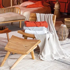 Linnea Dessus de lit réversible 230x250 cm JAIPUR en coton beige craie* Boutis, Couvre-Lit, Édredon