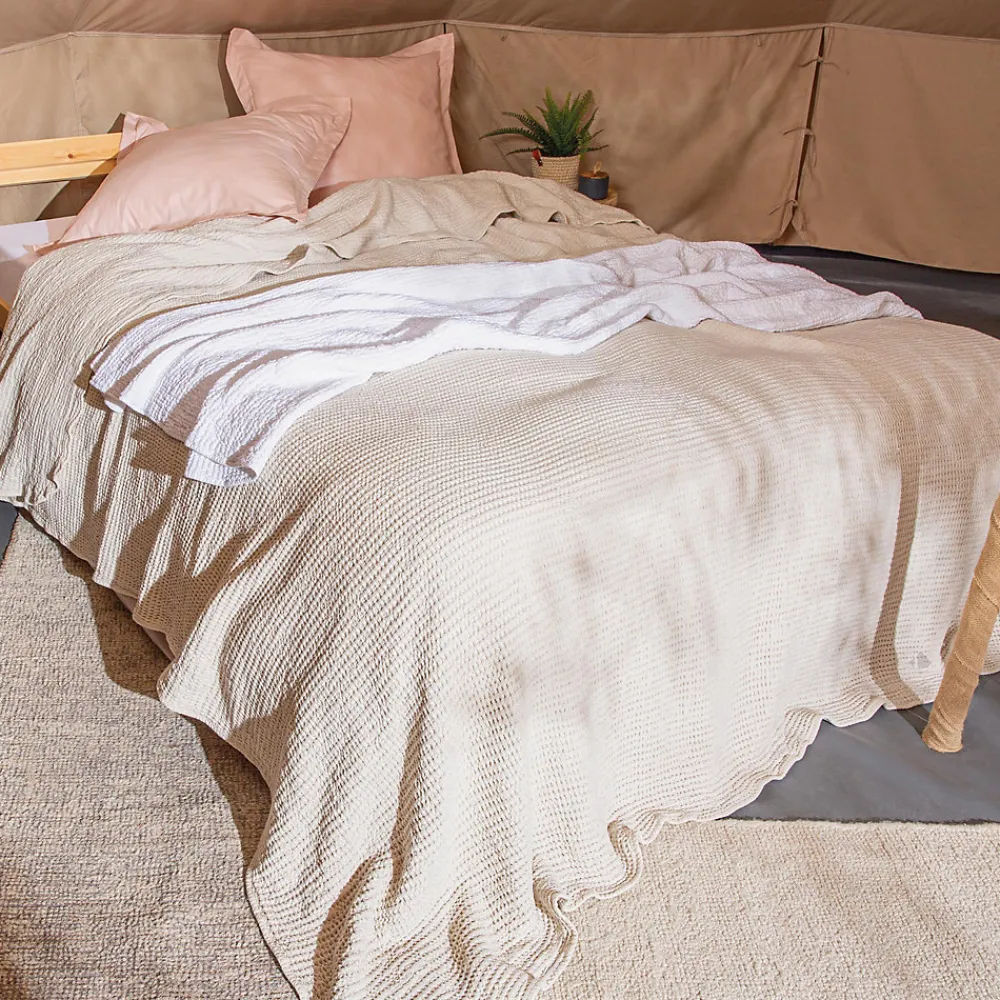 Dessus de lit réversible 270x250 cm JAIPUR en coton blanc>Linnea Clearance