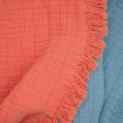 Linnea Dessus de lit 180x250 cm BREHAT 100% gaze de coton orange corail* Boutis, Couvre-Lit, Édredon