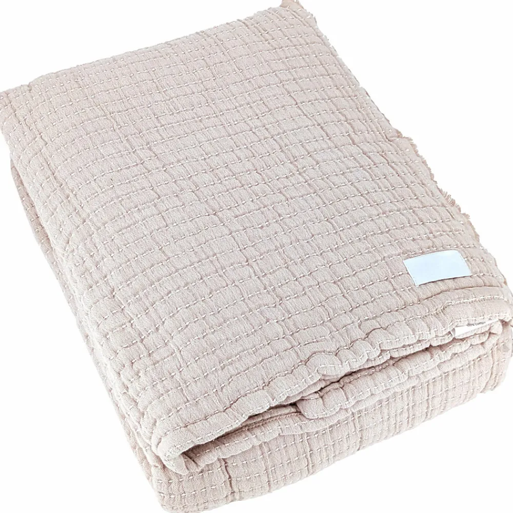 Dessus de lit 270x250 cm en coton lavé SEVILLE blanc latte>Linnea Outlet