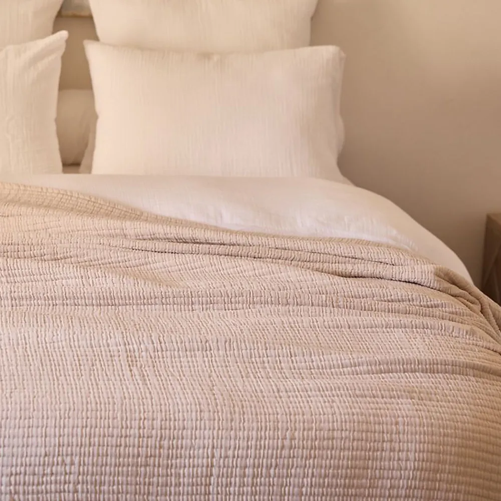Dessus de lit 270x250 cm en coton lavé SEVILLE blanc latte>Linnea Outlet