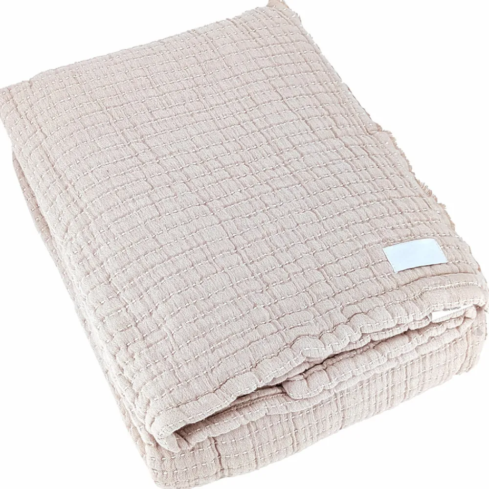 Linnea Dessus de lit 230x250 cm en coton lavé SEVILLE blanc latte* Boutis, Couvre-Lit, Édredon