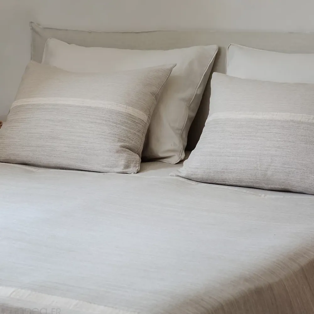 Linnea Dessus de lit ZAGORA pur coton 250 g/m² 260x240 cm beige lin* Boutis, Couvre-Lit, Édredon