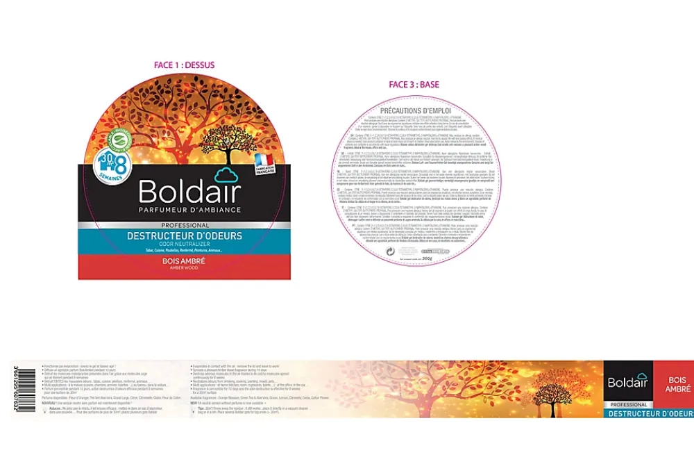 Boldair Destructeur d'odeurs gel bois ambré 300g* Désodorisant Et Parfum D'Ambiance