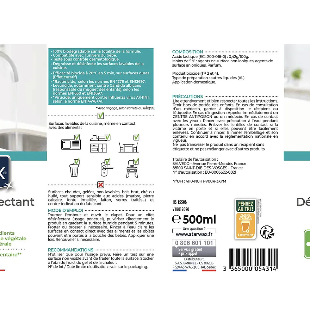 Dégraissant désinfectant cuisine 500ml>Starwax New