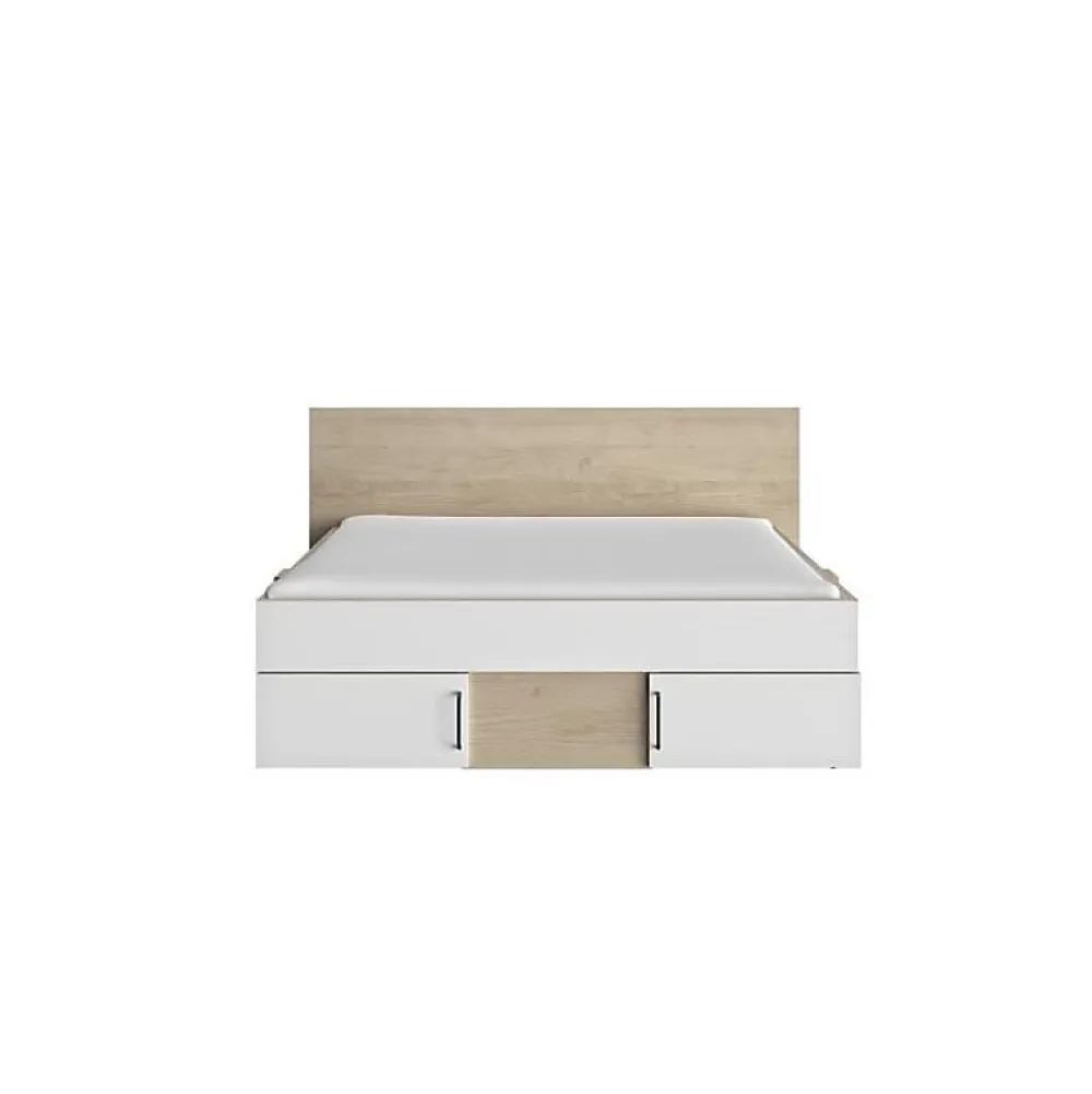 Lit adulte avec tiroirs de rangement - Chene et blanc - 140 x 190 - SWIVEL>Diagone