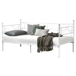 Divan en Acier Canapé Lit Simple en Métal 200 x 90 cm Blanc en.casa>[En.Casa] Online