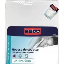Dodo - Housse de couette - 260x240 cm - Coton - Antibactérien - Blanc - Fabriqué en France* Housse De Couette