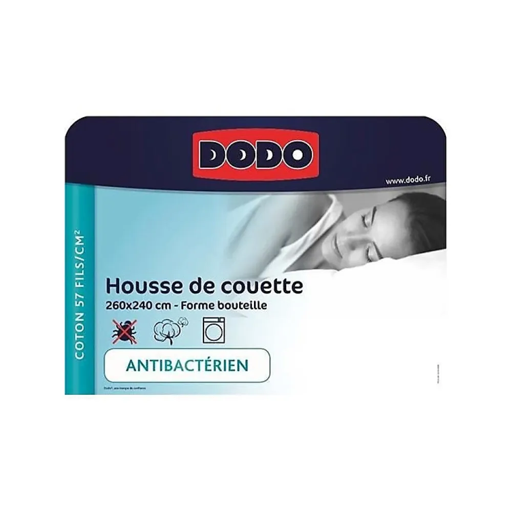 Dodo - Housse de couette - 260x240 cm - Coton - Antibactérien - Blanc - Fabriqué en France* Housse De Couette