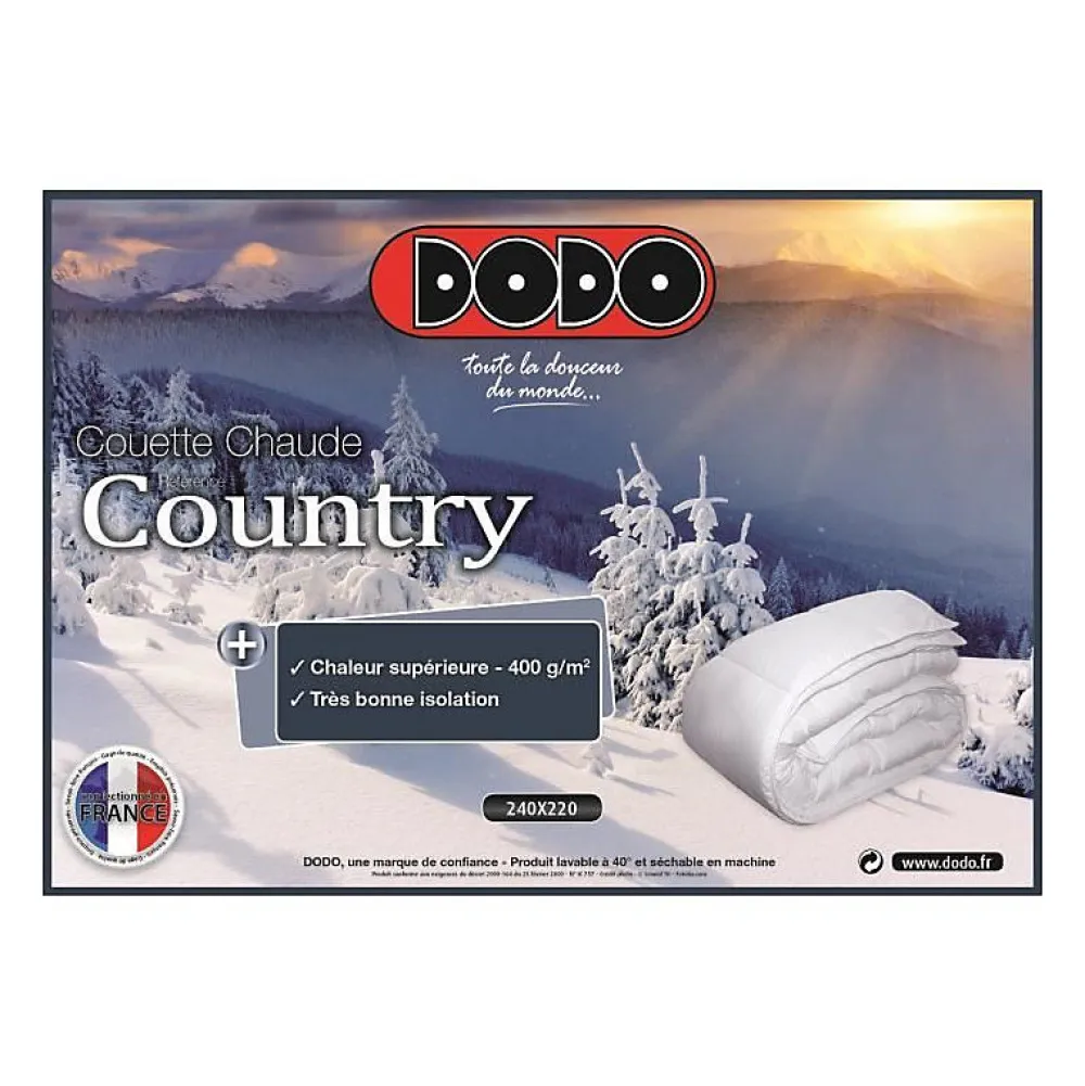 Couette chaude 400gr/m² COUNTRY 200x200 cm blanc>Dodo New