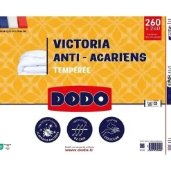 Couette tempérée 300gr/m² anti-acarians VICTORIA 240x260 cm blanc><noscript><img width=