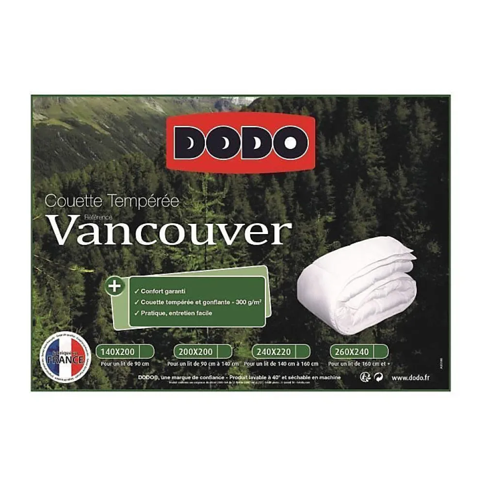Couette tempérée Vancouver - 200 x 200 cm - Blanc>Dodo Discount